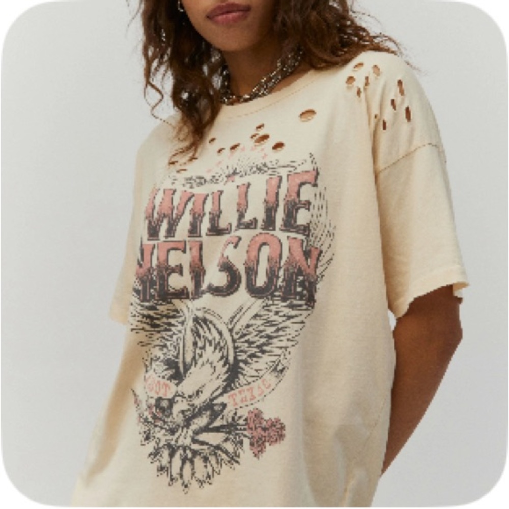 Willie Nelson Graphic Tee - Cream Short Sleeve
